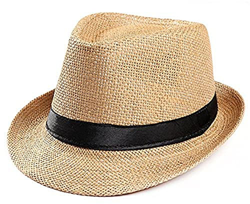 Yeehliny Unisex Strohhut Panama Hut Sonnenhut Stroh Strandhut Sommerhut Partyhut Sommer Beach Hut Strohhut Jazz Hut Travellerhut Outdoorhut Damen/Herren (Khaki)