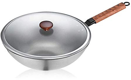SMSOM Péptido Compuesto Wok, 12.5 Normal Fry Wok Cocinar Wok Pan Pozo de Hierro Chino para Eléctrico, Sin Recordar Pan Wok Universal Stir-Fry Pans (Size : 32x10.4cm)