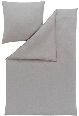 ESTELLA Bettwäsche Takoma | Grau | 135x200 + 80x80 cm | bügelfreie Interlock-Jersey-Qualität | pflegeleicht und trocknerfest | ideale Vier-Jahreszeiten-Bettwäscheset | 100% Baumwolle