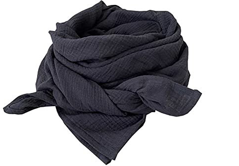 Glückspilz I Musselin Tuch Damen | Musselin Schal Damen | 130 x 130 cm | Schals & Tücher für Damen | Baumwolle | Musselintuch | XXL | Schwarz