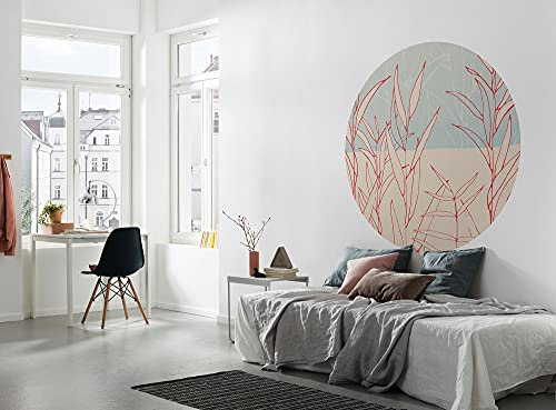 Komar DOT runde und selbstklebende Vlies Fototapete - Grassland - Ø Durchmesser 125 cm - Gras, Blätter, Tapete, Wandtattoo, Schlafzimmer, Wohnzimmer, Wanddeko - D1-078