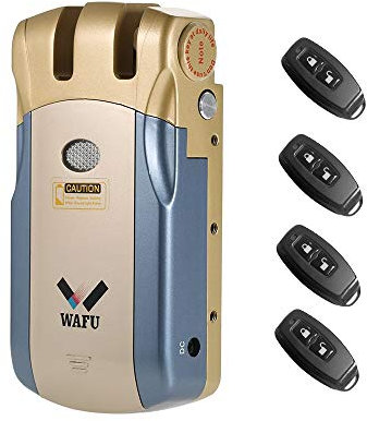 Splenssy Cerradura de control remoto inalámbrico Seguridad Invisible Entrada de la puerta sin llave Cerradura inteligente Aleación de zinc Metal con 2/4 llaves remotas Sistema de seguridad
