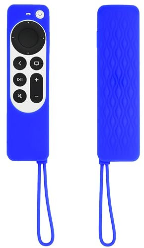 TOKERSE Case for Apple TV 4K Siri Remote 2022 3rd Gen / 2021 2nd Gen - Soft Silicone Remote Cover Case with Lanyard for Apple TV 4K / HD 2021 2022 Siri Remote Controller (2nd Gen/3rd Gen) - Dark Blue