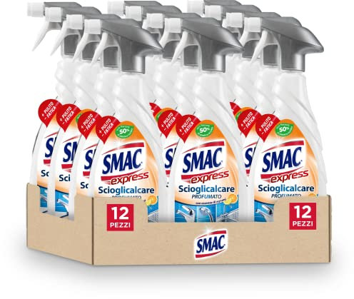 Smac Express - Scioglicalcare Igienizzante Spray Profumato, Detergente Anticalcare Bagno con Barriera Protettiva, con Essenze di Agrumi, 650 ml x 12 Pezzi