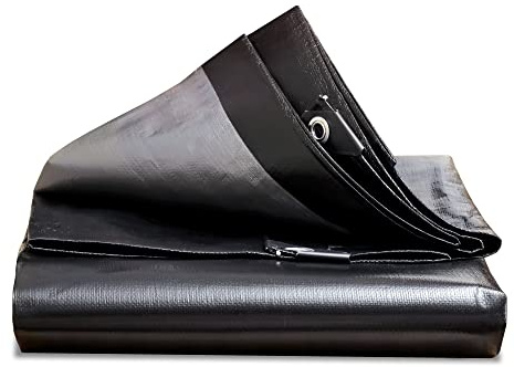 Bortaberg Heavy Duty Waterproof Tarpaulin, Black, 235gsm Reinforced Mesh Cover with Eyelets, UV Stabilized ([m]1.5x2 || 4.9'x6.6')