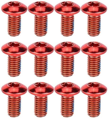 12 Stück Fahrrad Bremsscheiben Schraube M5 x 10MM Titanium T25 Schrauben Scheibenschrauben Fahrradzubehör für MTB Fahrräder (Rot)