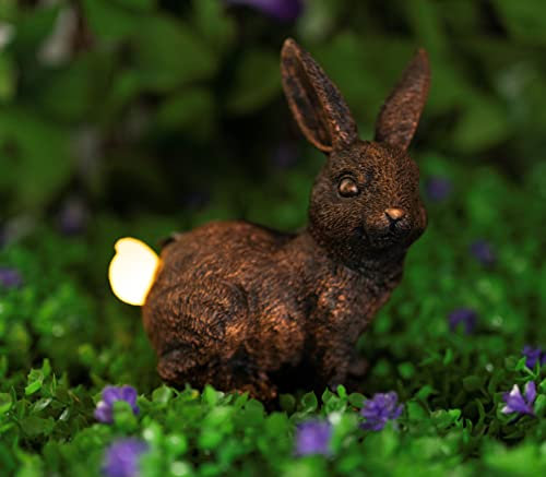 Garden Mile Novelty Solar Powered Garden Ornament Outdoor Rabbit Solar Garden Lights Statue - Waterproof and Durable Resin Figurine Light Up Animal Statue for Patio, Pond, Decking, Lawn Light Decor