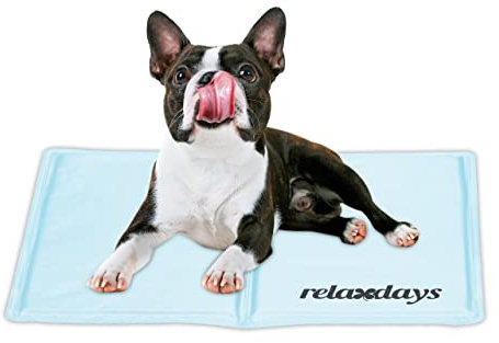 Relaxdays Kühlmatte Hund, 40 x 50 cm, selbstkühlende Hundematte, Gel, abwischbar, Kühlunterlage für Haustiere, hellblau