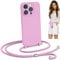 Blaspins Crossbody Strap Phone Case for iPhone 13 Pro Max, Adjustable Rope, Belt Neck Lanyard, String Detach Lanyard, Drop Proof Sturdy, Wrist Hand Free Protective Cover 6.7 inch 13 Pro Max - Pink