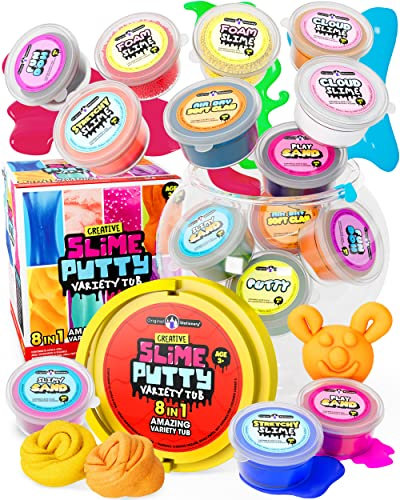 Original Stationery Pot de Variété de Slime et Mastic Kit de Slime Déjà Fait Satisfaisant pour Enfants, Slime Crunchy, Jiggly et Butter Slime Loisir Créatif Cadeaux Enfants