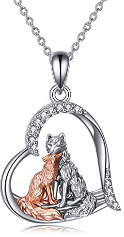 YAFEINI Fuchs Halskette für Damen Mädchen Sterling Silber Kitsune Fuchs Liebe Herz Anhänger Halskette Schmuck Geschenke