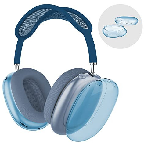 MOLOPPO Schutzhülle für AirPods Max Kopfhörer, transparent, weiche TPU-Hülle, kratzfest, transparentes Zubehör, Ultra-Schutzhülle für Apple für AirPods Max, klares Blau