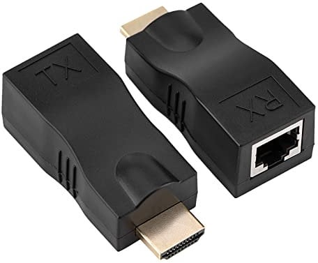 Yosoo Health Gear Convertidores HDMI, Extensores HDMI, 2 Uds HDMI 30m a RJ45 Extensor de Cable de Red Convertidor Repetidor sobre CAT-5e CAT6