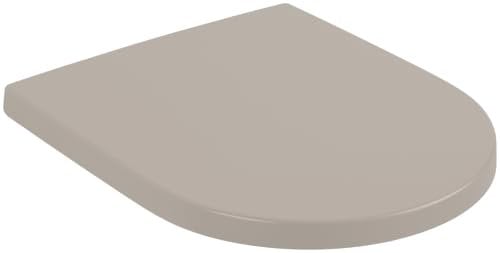 Villeroy & Boch Subway 3.0 WC-Sitz, Toilettendeckel mit Absenkautomatik, abnehmbarer Toilettensitz aus bruchsicherem Duroplast, Klodeckel Original Ersatzteil, D-Form, Almond, matt