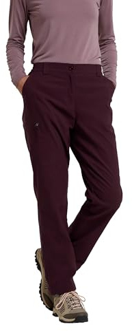 Mountain Warehouse Winter Hiker Stretch Womens Trousers - Stretchy & Quick Dry Ladies Bottoms with Lots of Pockets - Autumn Winter, Walking, Hiking, Outdoors & Trekking Burgundy Women's Size 8