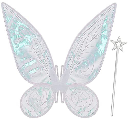Silom Alas de hadas para adultos, alas de mariposa para mujeres y niñas, disfraz de Halloween, Navidad, alas de ángel brillantes, recuerdo de fiesta (blanco-1)