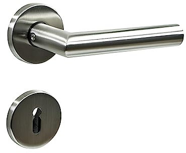 Buddy4Home house accessoires Türgriff Türbeschlag Türklinken Rosetten für Buntbart Drückergarnitur Türdrücker für Innentüren, rund, Edelstahl matt Rosettengarnitur SGL-Click Berlin