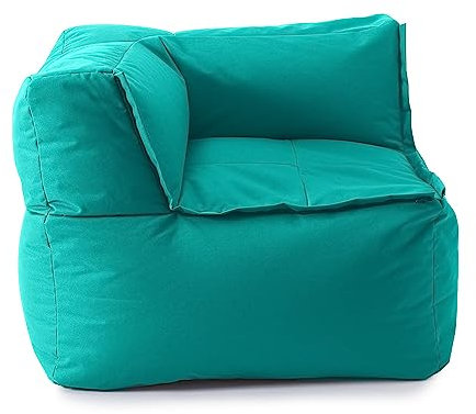 Lumaland Sitzsack-Lounge Modular Eckteil | Waschbare Sitzmöbel für Innenräume & Garten | Indoor & Outdoor Sitz-Garnitur | Wasserfester Ecksessel | Einfach erweiterbar 81x81x70cm [Türkis]