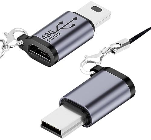 Seminer 2 Pack Micro to Mini USB Adapter, Female to Male Convert Connector, Compatible with Digital Cameras, Computer, GPS