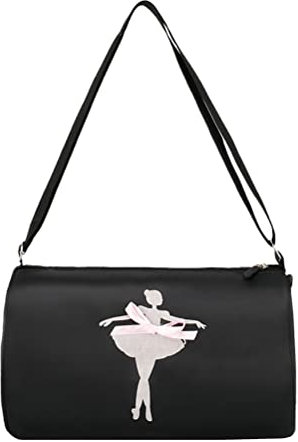 Borsone da viaggio per bambini con pantofole da danza classica, con custodia regolabile, accessori per danza per ragazze e adolescenti, Nero