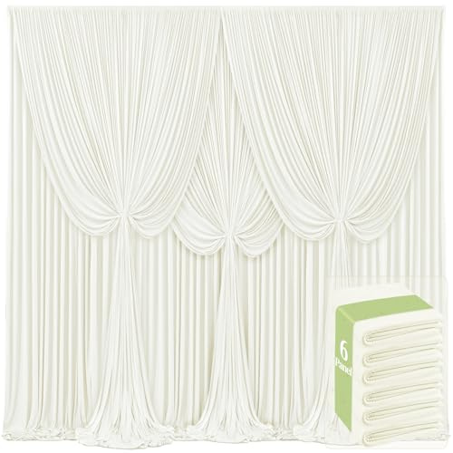 6 Panels Ivory Backdrop Curtains for Wedding Party Wrinkle Free Backdrops Curtain Drapes Fabric Decorations Photo Back Drop Cloth for Baby Shower Photography Stage Reception 30ft(W) x 12ft(H)