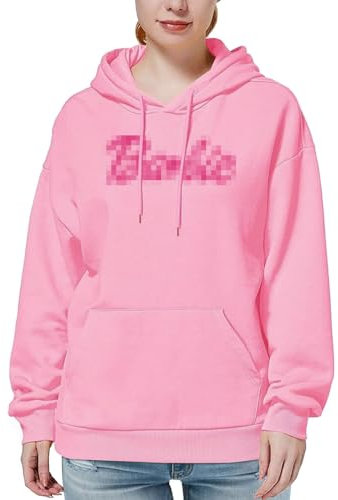 Felpa con Cappuccio Rosa da Donna con Cappuccio Taglie M/L Pullover Moda Felpa con Cappuccio Basic con Cappuccio Stampato Adatta per L'Inizio dell'Autunno e dell'Inverno(L)
