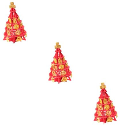 Amosfun 3 STK 2021 Chinesische Neujahrsverzierung Wohnkultur Chinesische Neujahrsdekorationen Kristallmünzenbaum Roter Geldbaum Baumschmuck des Neuen Jahres Münzbaum Schreibtisch Ost