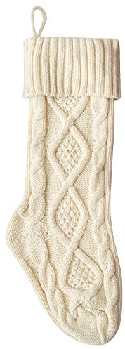 Camino Calze Classiche Calze di Natale a maglia per interni con grandi calze di Natale regali decorazioni decorazioni per la casa piante con vaso (bianco, taglia unica)