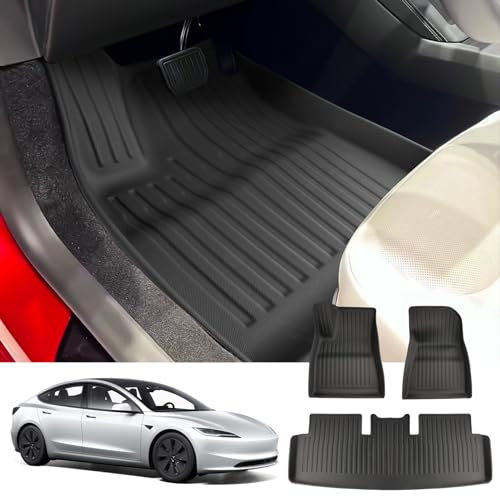 YEE PIN Model 3 2024 Fussmatten fußmatten Kompatibel mit Tesla Model 3 2024 2025 Langlebiges und verschleißfestes Kompletter Satz Model 3 2024 Fußmatten wasserdicht und rutschfest