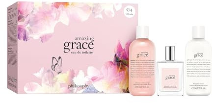 Philosophy 3 Piece Amazing Grace Eau de Toilette Collection Giftset including an Eau de Toilette 60ml, Shower Gel, Shampoo, Bubble Bath 230ml, and Firming Body Emulsion 230ml
