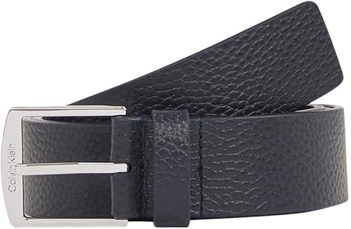 Calvin Klein Herren Gürtel Casual eckige Schnalle, Blau (Ck Navy Pebble), 105 cm