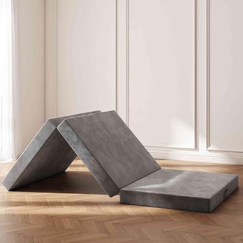 Swbvs Dreifach gefaltete Matratze aus Memory-Schaum, 15,2 cm, Einzel-Klappmatratze mit waschbaren Bezügen, wendbares Design, faltbare Matratzenauflage für Reisen und Gäste