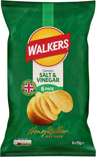 Walkers Salt and Vinegar Crisps, 6 x 25 g (Packaging May Vary) (Pack of 5)