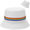 Malaxlx Damen Regenbogen Weiß Fischerhut Bucket Hat Anglerhut Sonnenhut Reversibel Fischerhüte Sommerhut Faltbarer Strandhut Draussenhut