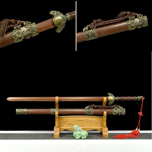 Naturligt sandelträ-Tai-Chi-svärd 106 cm, med massivt trä, kampsportövningssvärd, Kendo bokken, för öva av svärdkonst, morgonövningar och samurajträning