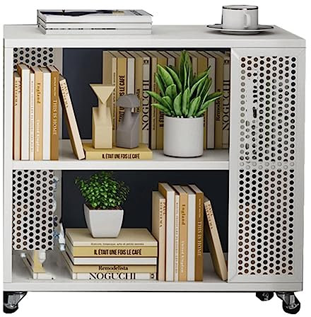 YTGHBIML Bücherturm Freistehend Um 360° drehbares Bücherregal mit Rollen, stehendes Bücherregal, einfaches Metall-Bücherregal für Wohnzimmer und Schlafzimmer, Eckregal perfekte Darstellung