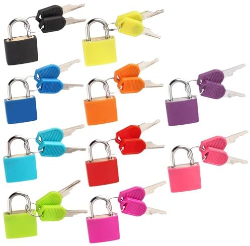 TOOINKCV 10 Piezas Mini Candado con Llave, Pequeños Candado Maleta Viaje, Candados de Seguridad, Mini Candados para Maletas con Llaves, Cerradura de Maleta para Maletas Gimnasio Mochilas Bolsos