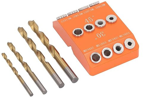 Holigie Plantilla de Taladro de 45 Grados Plantilla de Guía de Taladro en Ángulo 30 45 Guía de Taladro de Ángulo de 90 Grados para Instalación de Pasamanos de Escaleras de