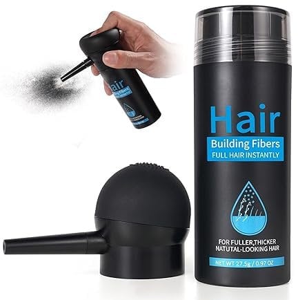 Haarpuder Männer, Haar Spray, Schütthaar zum Sofortigen Kaschieren Kahler Stellen, Faser-Haarpulver, Haarverdichtung für Frauen und Männer (Mittelbraun mit Applikator)
