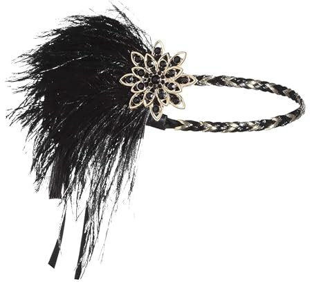 1920s Damen Stirnband 20er Jahre Accessoires Kopfschmuck Flapper Feder Haarband Gatsby Kostüm Accessoires für Karneval Konzert