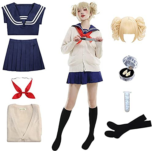Antermaxier Anime Himiko Toga Cosplay Kostüm Japanische Schule JK Uniform Kleid Full Set für Halloween