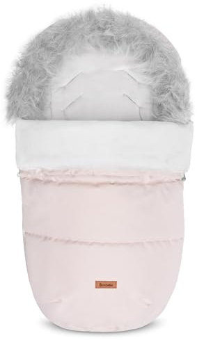 SENSILLO - Chancelière pour Poussette Hiver - Chancelière pour Poussette et Traîneau - Fermeture Éclair, Cordon de Serrage, Fourrure Synthétique, Tissu Extérieur Hydrofuge - 100x50 cm - Rose