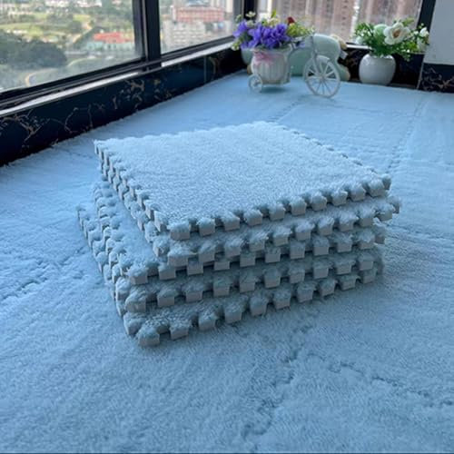 NTDMSFWM Plush Foam Floor Mat Square Foam Tiles Area Rugs Interlocking Square Foam Tiles Area Rugs Split Joint Soft Climbing Carpet Mats Foam Squares Floor Mat for Room Floor(Light blue)