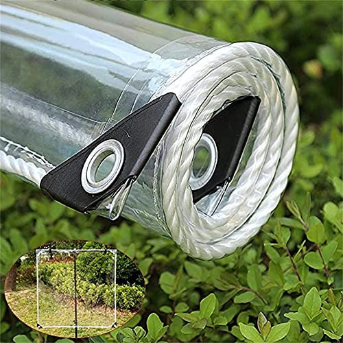 Bâche en vinyle transparent 365 g/m² en PVC imperméable et résistante pour auvent, terrasse, clôture, isolation anti-âge, bâche en verre souple, 0,35 mm, 2,5 x 8,6 m