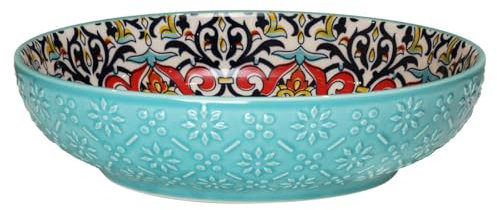 Blue Ceramic Bowl Tuscany Bohemian Soup Salad 22cm Mediterranean Boho Design