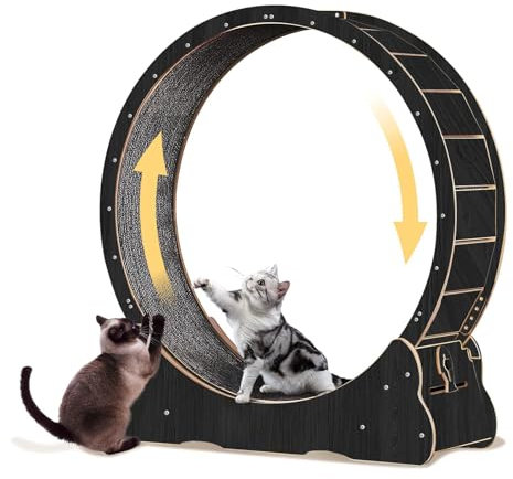 WUDLEP Katzen-Laufrad für Indoor-Katze, 101,6 cm großes Katzenlaufrad mit Teppichlaufbahn, Katzenlaufband für längere Lebensdauer, Katzenrad für Fitness-Gewichtsverlust-Gerät, Schwarz