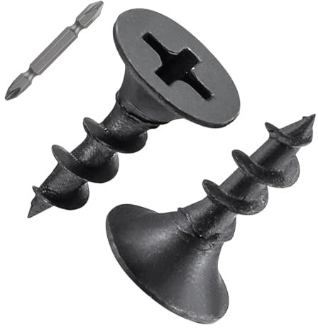 ORTAVA 200 Stück Schnellbauschrauben 3,9 x 16 mm, Trockenbauschrauben Grobgewinde und Kreuzschlitz Phosphatiert mit Schraubendreher Bit, Rigips Schrauben, Gipskartonschraube, Holzschrauben (Schwarz)