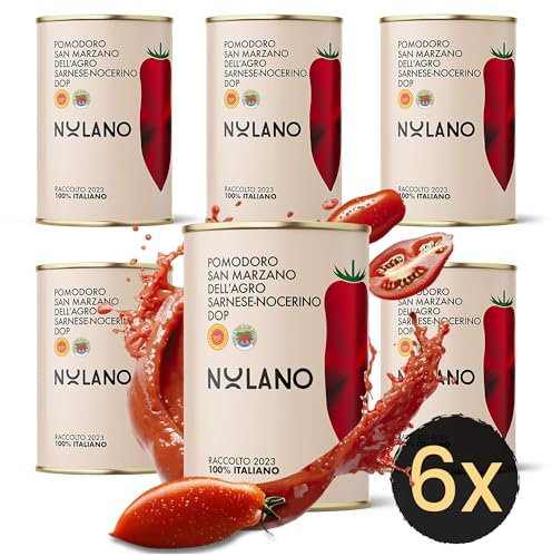 DELICRET - 6x 400g NOLANO San Marzano Tomaten DOP | ganz & geschält | Pizzatomaten & + NEAPOLITANISCHE PIZZA REZEPTE (6x 400g)