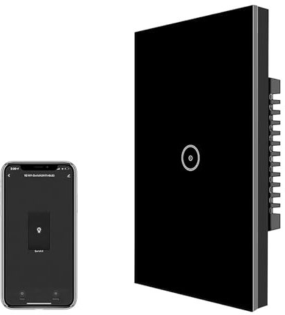 UseeLink Interruttore luce intelligente, interruttore luce Zigbee, interruttore a parete intelligentee touch, interruttore lucce pannello in vetro Zigbee, compatibile con Alexa, Google (Nero 1 Gang)
