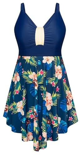 Hanna Nikole Swim Dress Women's Plus Size Skirted One-Piece Swimsuits Tummy Control Swimwear Shape Swimming Costume Soft Bathing Suits with Swim Shorts
